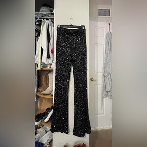 Black Sequins Flare Pants